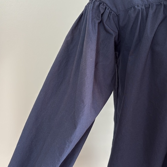 UNIQLO X TOMAS MAIER Cotton Poplin Gathered Long Sleeve Babydoll Dress Navy XS - Picture 6 of 16